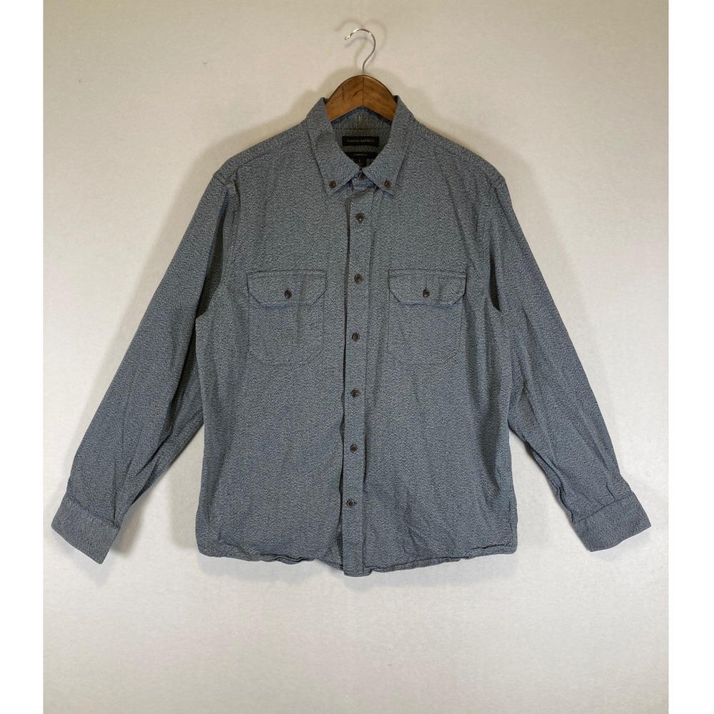 Classic Workwear Banana Republic Mens LG‎ Grey Blue Textured Cotton Button Down
